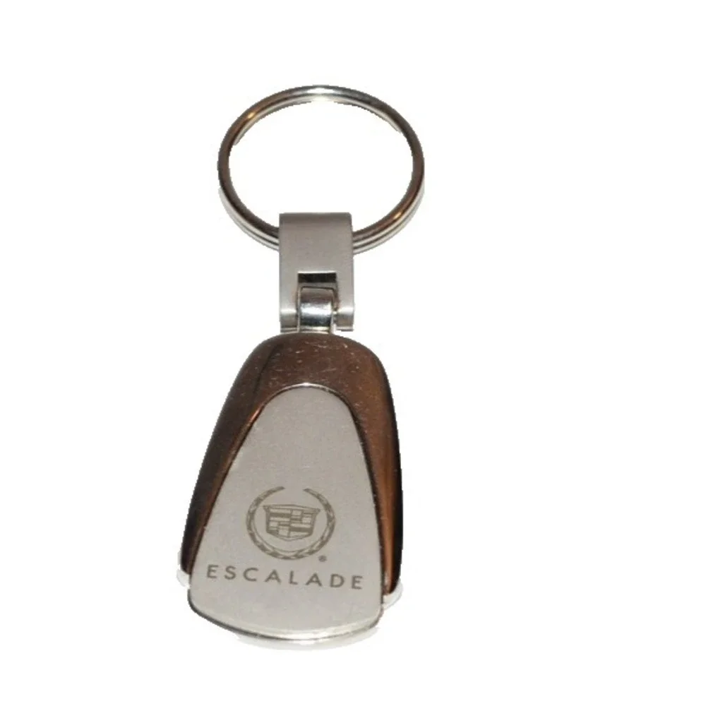 Cadillac Escalade Silvertone Dome Chrome Metal Teardrop Key Chain
